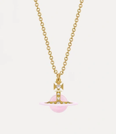 Vivienne Westwood Tiny Original Orb Pendant Necklace Gold / Pink Cubic Zirconia / Enamel Women