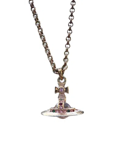 Pre-owned Vivienne Westwood Tiny Rose Gold 3d Orb Necklace