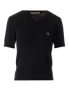 Vivienne Westwood Orb Embroidered Short-sleeved Knit Top In Black