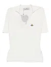 Vivienne Westwood Knit Ribbed V-neck Short Sleeves Top In White