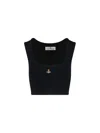 Vivienne Westwood Black Top With Embroidered Logo In Black