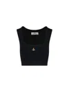 Vivienne Westwood Black Top With Embroidered Logo In Black