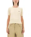 Vivienne Westwood Short-sleeved Fitted Sweater With Peplum Hem In Neutral
