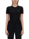 Vivienne Westwood Orb Embroidered Short-sleeved Knit Top In Black