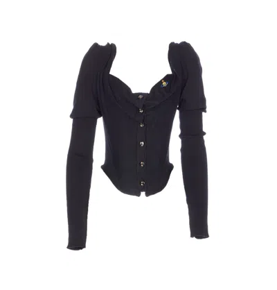 Vivienne Westwood Corset Top Puff Sleeves In Black