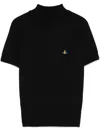 Vivienne Westwood High Neck Ribbed Top With Short Sleeves In Black