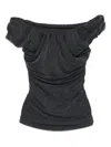 Vivienne Westwood Off-the-shoulder Velvet Top Short Sleeves In Black