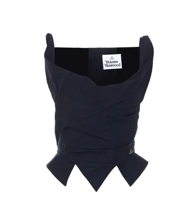 Vivienne Westwood Sleeveless Draped Top Asymmetric Hem Design In Black