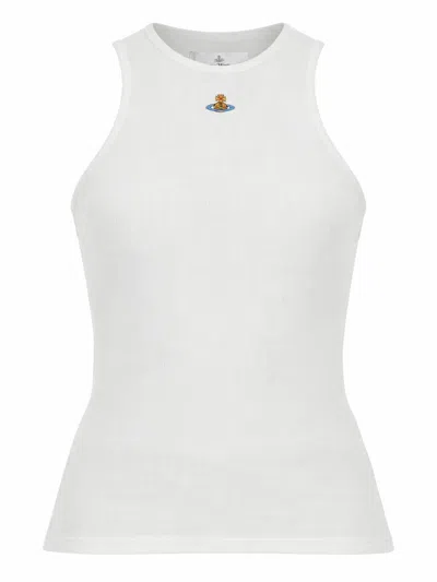 Vivienne Westwood White Logo Round Neck Top