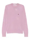 Vivienne Westwood Textured Knit Sweater With Crew Neckline In Pink