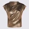 Vivienne Westwood 'hebo' Metallic Asymmetric Top With Gathered Detail In Cotton Woman In Gold