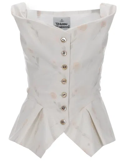 Vivienne Westwood Embroidered Cotton Blend Monday Vest In White