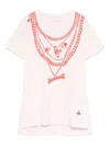 Vivienne Westwood Sleeve Chain Print Crew Neck Top In Pink