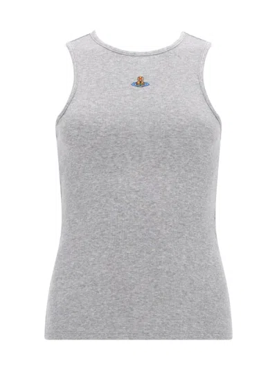 Vivienne Westwood Grey Solid Round Neck Top In Gray