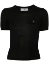 Vivienne Westwood Orb Embroidered Short-sleeved Knit Top In Black