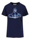 Vivienne Westwood Crew Neck Graphic Print Short Sleeves Top In Blue