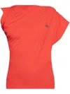 Vivienne Westwood Asymmetric Sleeves Twist Detail Top In Hibiscus