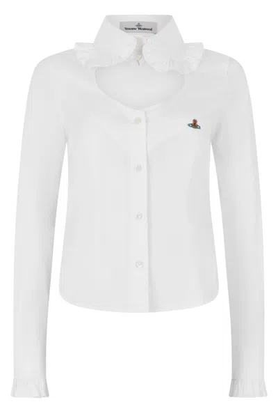 Vivienne Westwood Toulouse Frill Mini Shirt With Embroidery In White
