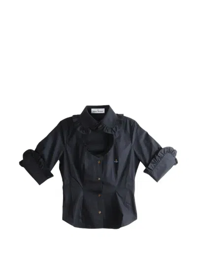 Vivienne Westwood Toulouse Ruffle-trim Cut-out Shirt In Blue
