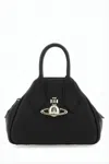 Vivienne Westwood Trapezoidal Black Leather Tote Bag In White