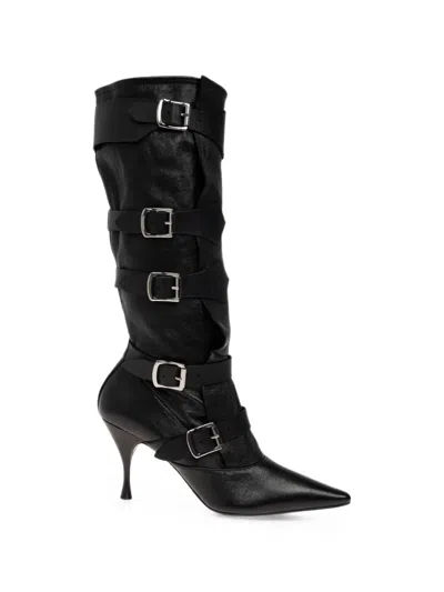 Vivienne Westwood Treasure Buckle-strap Knee-high Boots In Black