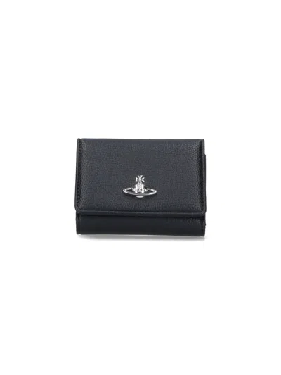 Vivienne Westwood Tri-fold Wallet Orb In Black