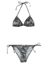 Vivienne Westwood Triangle Top Bikini With Adjustable Straps And All-over Print In Silver