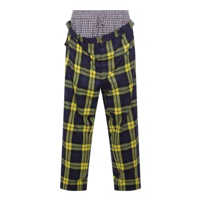 VIVIENNE WESTWOOD TROUSERS NAVY/YELLOW
