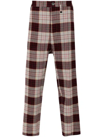Vivienne Westwood Straight Checkered Slim Cut Trousers In Red