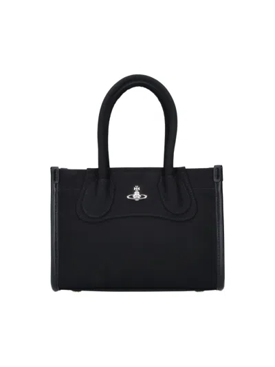 Vivienne Westwood Troy Small Orb Black Tote Bag