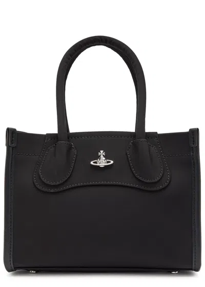 Vivienne Westwood Troy Small Twill Tote Bag In Black