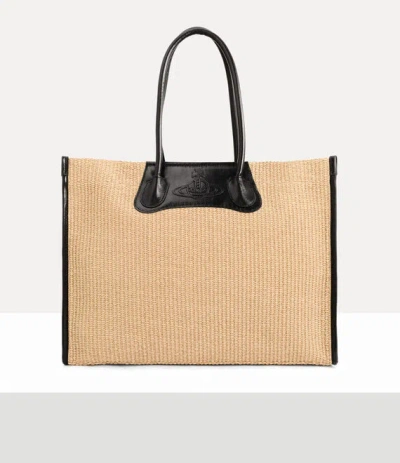 Vivienne Westwood Handbag Troy Tote Bag With Beige Details In Cotton And Polyamide Women In Neutral