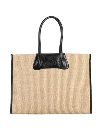 Vivienne Westwood Troy Tote Woman Handbag Sand Size - Textile Fibers In Beige
