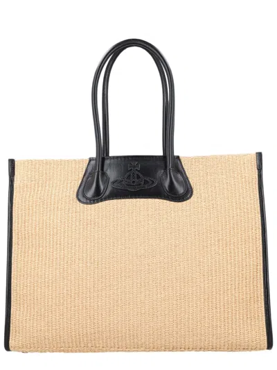 Vivienne Westwood Troy Woven Leather Accent Tote Bag In Multi