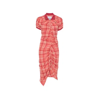 Vivienne Westwood Pulling Dress Tartan Piquet Blossom Xs Women In Red