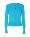 Vivienne Westwood Turquoise Knit Cardigan With Button-down Front In Blue
