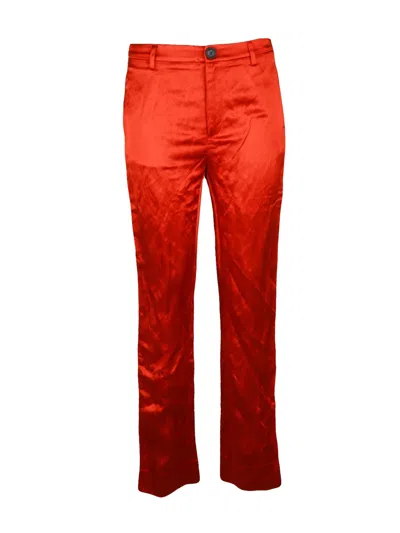 Vivienne Westwood Tuxedo Satin Trousers With Subtle Sheen And Practical Pockets In Red
