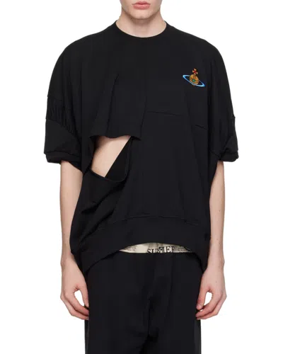 Vivienne Westwood Twisted Short-sleeved Hoodie In Black