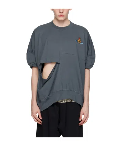 Vivienne Westwood Twisted Short-sleeved Hoodie In Black