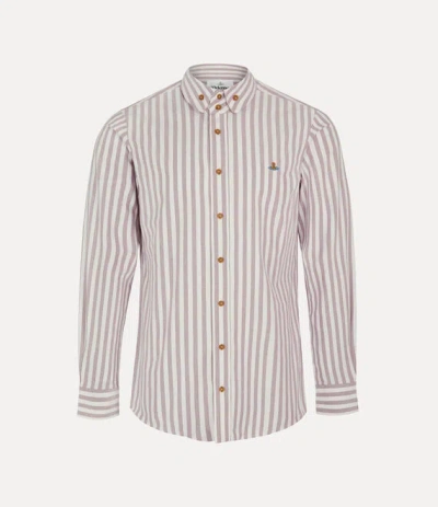 Vivienne Westwood Two Button Krall Shirt Classic Oxford Shirt Burgundy-stripe 54 Men In Neutral
