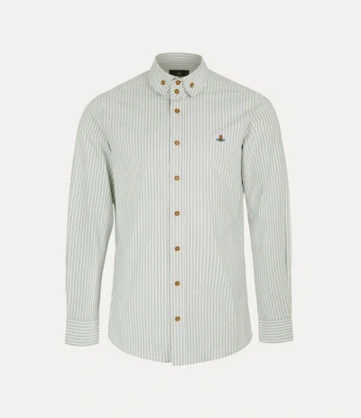 Vivienne Westwood Two Button Krall Shirt Classic Oxford Shirt Thyme-stripe 50 Men In Gray