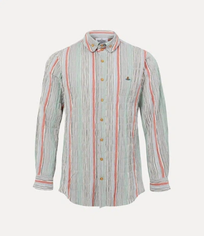 Vivienne Westwood Two Button Krall Shirt Smocked Shirting Multi-stripe 54 Men
