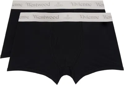 Vivienne Westwood Two-pack Black Logo Boxer Briefs In Ss24-n401