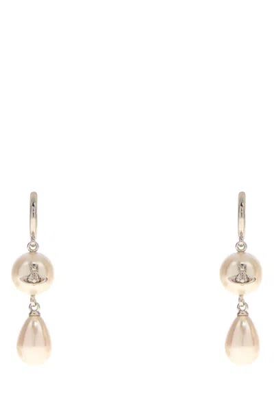 Vivienne Westwood Two-tone Metal And Pearls Martha Earrings In Gold