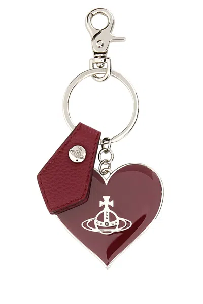 Vivienne Westwood Red Heart Orb Key Holder In Multicolor