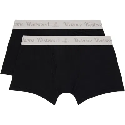 Vivienne Westwood Two-pack Black Cotton Boxer Briefs In Multi