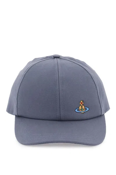 Vivienne Westwood Uni Colour Baseball Cap With Orb Embroidery In Denim Blue (blue)