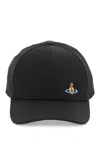 Vivienne Westwood Uni Colour Baseball Cap With Orb Embroidery In Nero