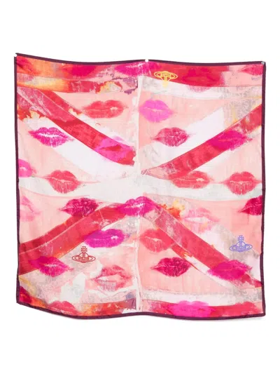 Vivienne Westwood Union Jack Kiss Square Scarf In Multi