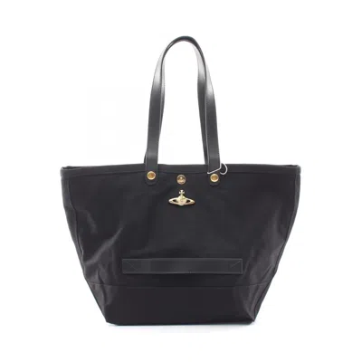 Vivienne Westwood Utility Small Shopper Canvas Leather Tote Bag In White